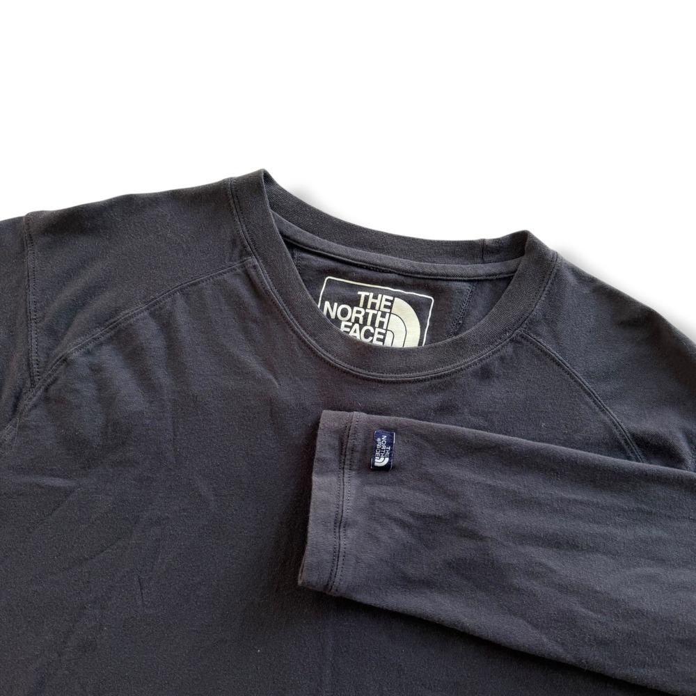 The North Face Men L Gray Cotton Raglan Long Sleeve Crewneck Heritage TShirt Y2K